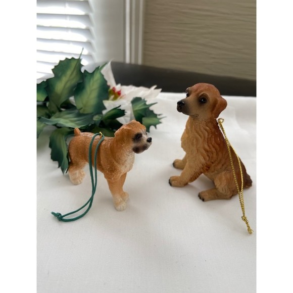 VINTAGE DOG ORNAMENTS Set of Two Dogs Labrador Boxer Dogs Christmas Hanging - Picture 10 of 10